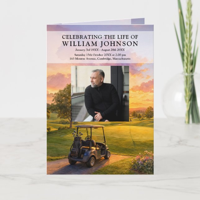 Golf Buggy Funeral Memorial Order Of Service  Program (Front)