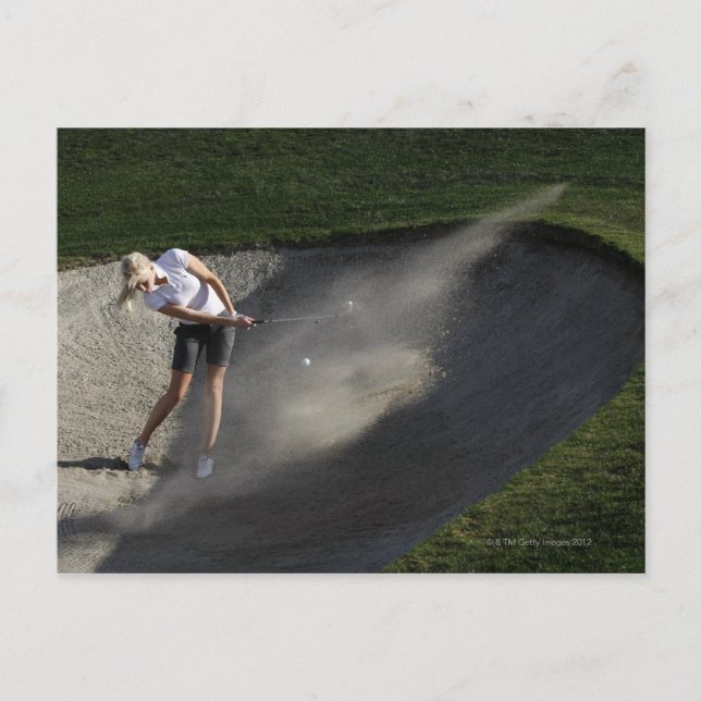 Golf bunker action postcard (Front)