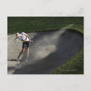 Golf bunker action postcard
