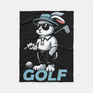 Golf Bunny Golfing Rabbit Fleece Blanket