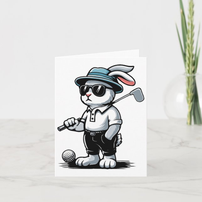 Golf Bunny Punk Golfing Rabbit  Card (Front)