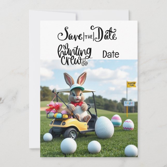 Golf Bunny Ribbit Golfer for Easter Invitation (Front)