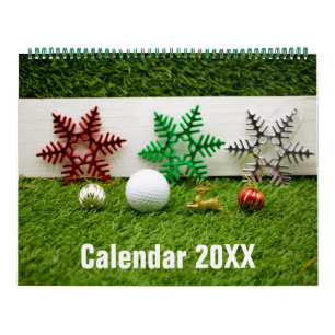 Golf Calendar with golf ball on green grass