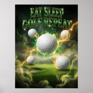 Golf Calm Neon Repeat Poster