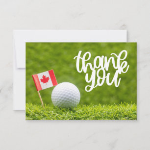 Golf Canada with flag and ball for golfer Thank You Card