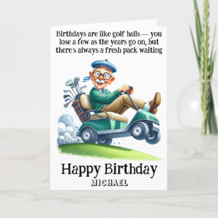 *~* Golf Cart AP94 Fun Humor Old Man Birthday Card