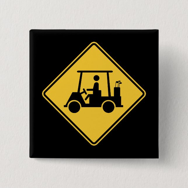 Golf Cart Caution Sign 15 Cm Square Badge (Front)