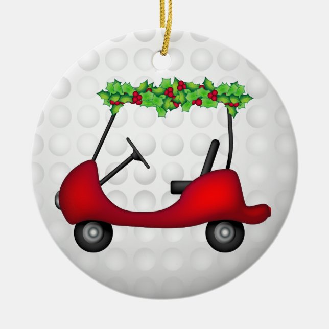 Golf Cart Christmas 1 Ceramic Ornament (Front)