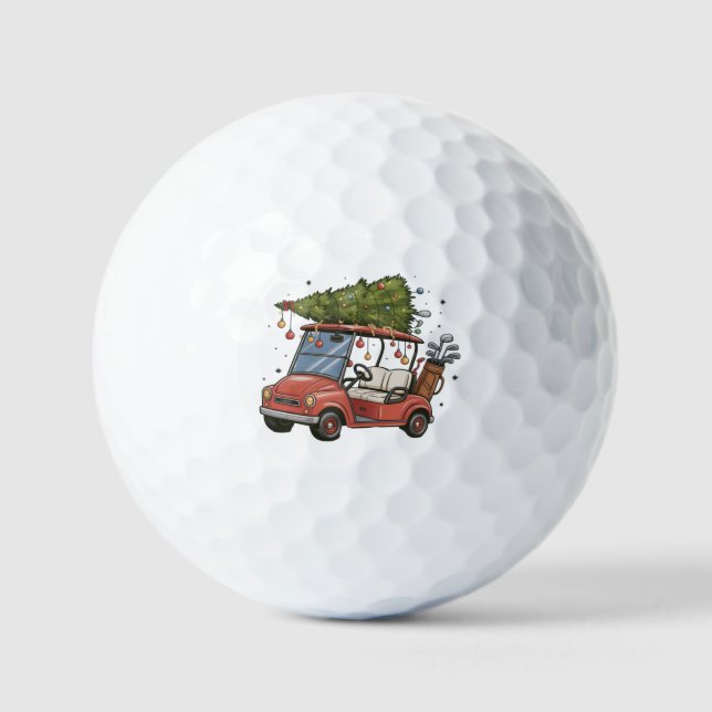 Golf Cart Christmas Tree Golf Lover Gift Golf Balls (Front)