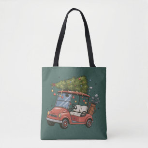 Golf Cart Christmas Tree Golf Lover Gift Tote Bag