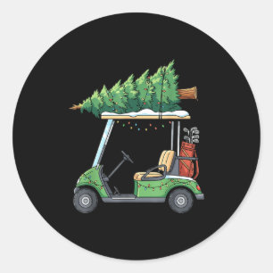 Golf Cart Christmas Tree Lights Funny For Men Wome Classic Round Sticker