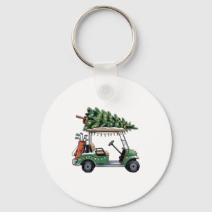 Golf Cart Christmas Tree Lights Golfing Golfer Fun Key Ring