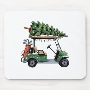Golf Cart Christmas Tree Lights Golfing Golfer Fun Mouse Pad