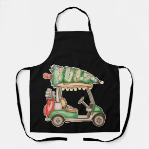 Golf Cart Christmas Tree Lights Golfing Xmas Apron