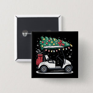 Golf Cart Christmas Tree Lights Xmas Sport Golfer 15 Cm Square Badge