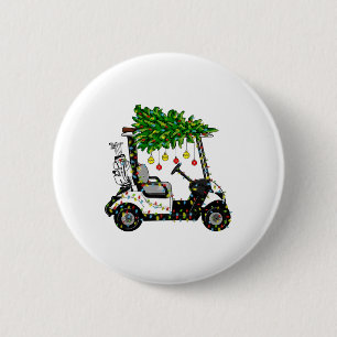 Golf Cart Christmas Tree Lights Xmas Sport Golfer 6 Cm Round Badge