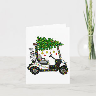Golf Cart Christmas Tree Lights Xmas Sport Golfer  Card