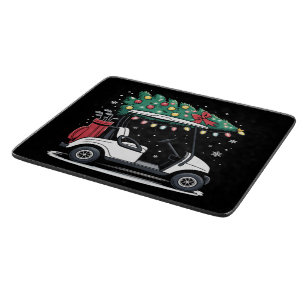 Golf Cart Christmas Tree Lights Xmas Sport Golfer Cutting Board