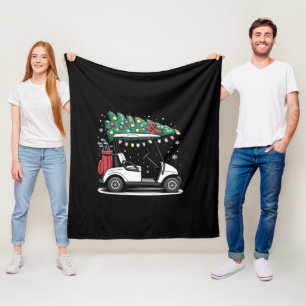 Golf Cart Christmas Tree Lights Xmas Sport Golfer  Fleece Blanket