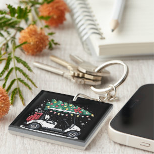 Golf Cart Christmas Tree Lights Xmas Sport Golfer Key Ring