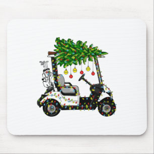 Golf Cart Christmas Tree Lights Xmas Sport Golfer  Mouse Pad