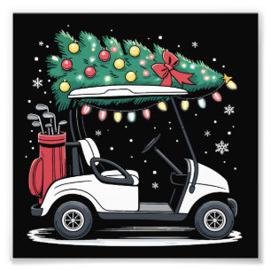 Golf Cart Christmas Tree Lights Xmas Sport Golfer  Photo Print