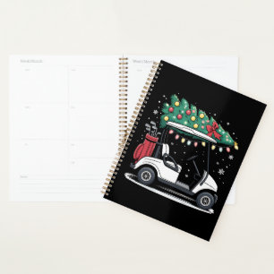 Golf Cart Christmas Tree Lights Xmas Sport Golfer Planner