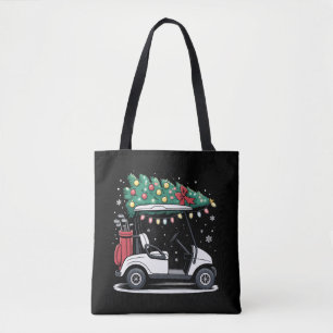 Golf Cart Christmas Tree Lights Xmas Sport Golfer  Tote Bag