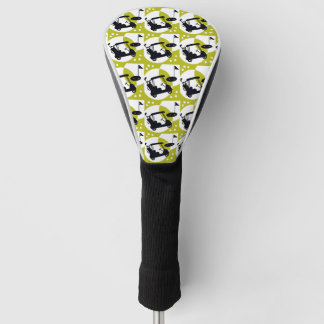Golf cart, clubs, & greens head cover
