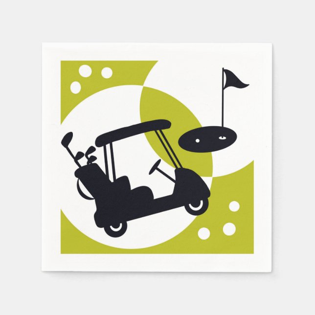 Golf cart, clubs, & greens napkin (Front)