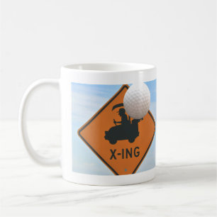 Golf Cart Crossing Sign and Golf Ball Mug