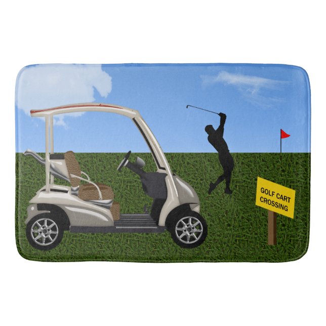 Golf Cart Crossing Sign on Fairway Bath Mat (Front)