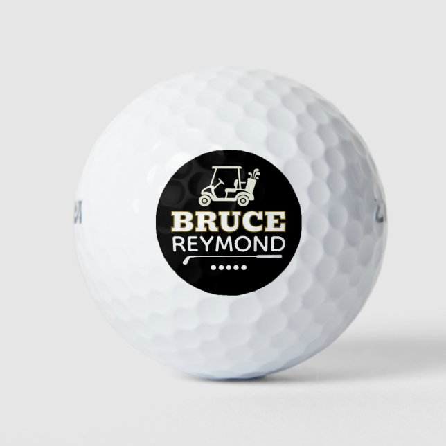 Golf Cart - Custom Golfer Name Black Mark Balls (Front)