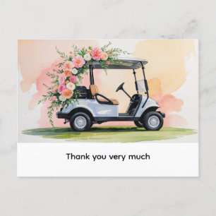 Golf cart decoration for wedding watercolor postcard
