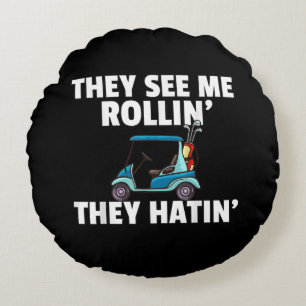 Golf Cart Gift Golfing Golfer Funny Men Round Cushion