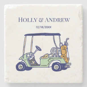 Golf Cart Golf Bag Club DIY Multi Colour #3 Stone Coaster