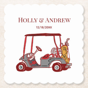 Golf Cart Golf Bag Club Wedding DIY Multi Colour # Paper Coaster