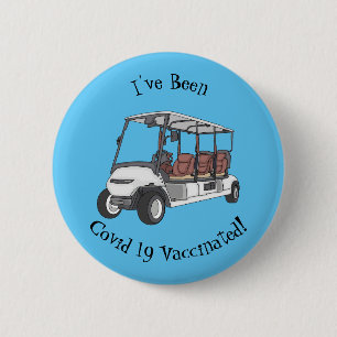 Golf cart / golf buggy cartoon illustration  6 cm round badge