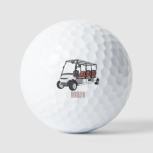 Golf cart / golf buggy cartoon illustration  balls
