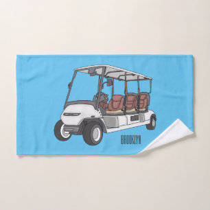 Golf cart / golf buggy cartoon illustration bath towel set