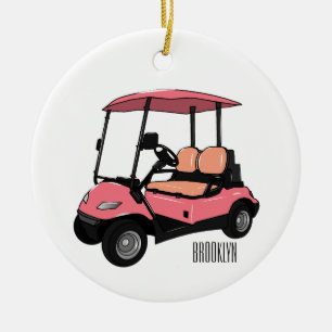 Golf cart / golf buggy cartoon illustration ceramic ornament