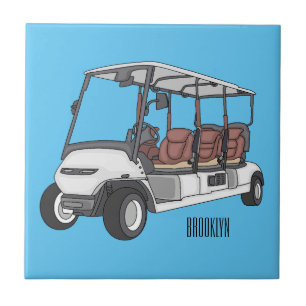 Golf cart / golf buggy cartoon illustration ceramic tile