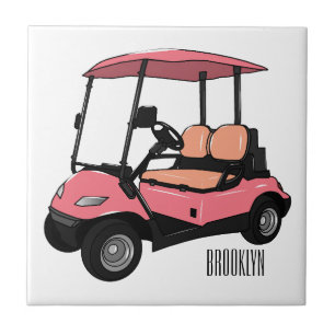 Golf cart / golf buggy cartoon illustration ceramic tile
