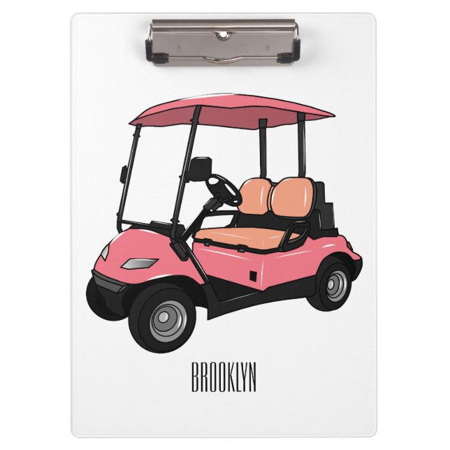 Golf cart / golf buggy cartoon illustration clipboard (Front)