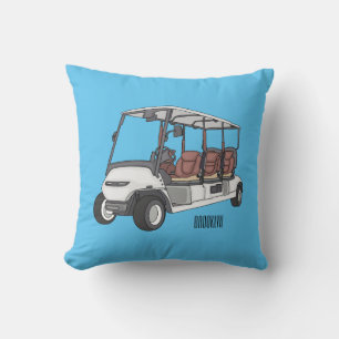 Golf cart / golf buggy cartoon illustration cushion