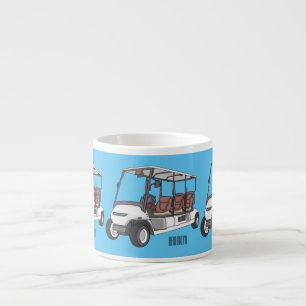 Golf cart / golf buggy cartoon illustration espresso cup
