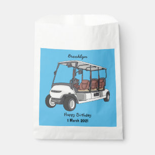 Golf cart / golf buggy cartoon illustration favour bag