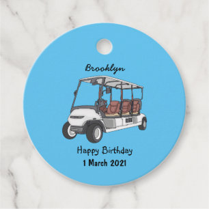 Golf cart / golf buggy cartoon illustration favour tags