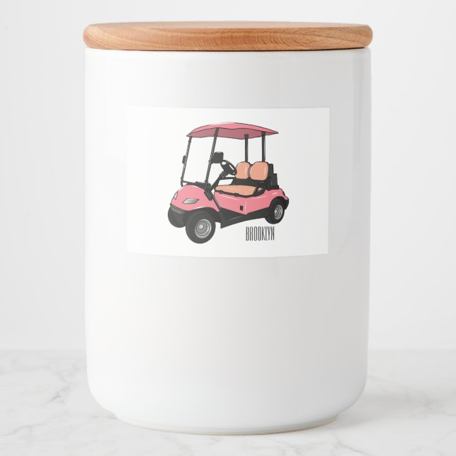 Golf cart / golf buggy cartoon illustration food label (Front)