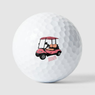 Golf cart / golf buggy cartoon illustration golf balls